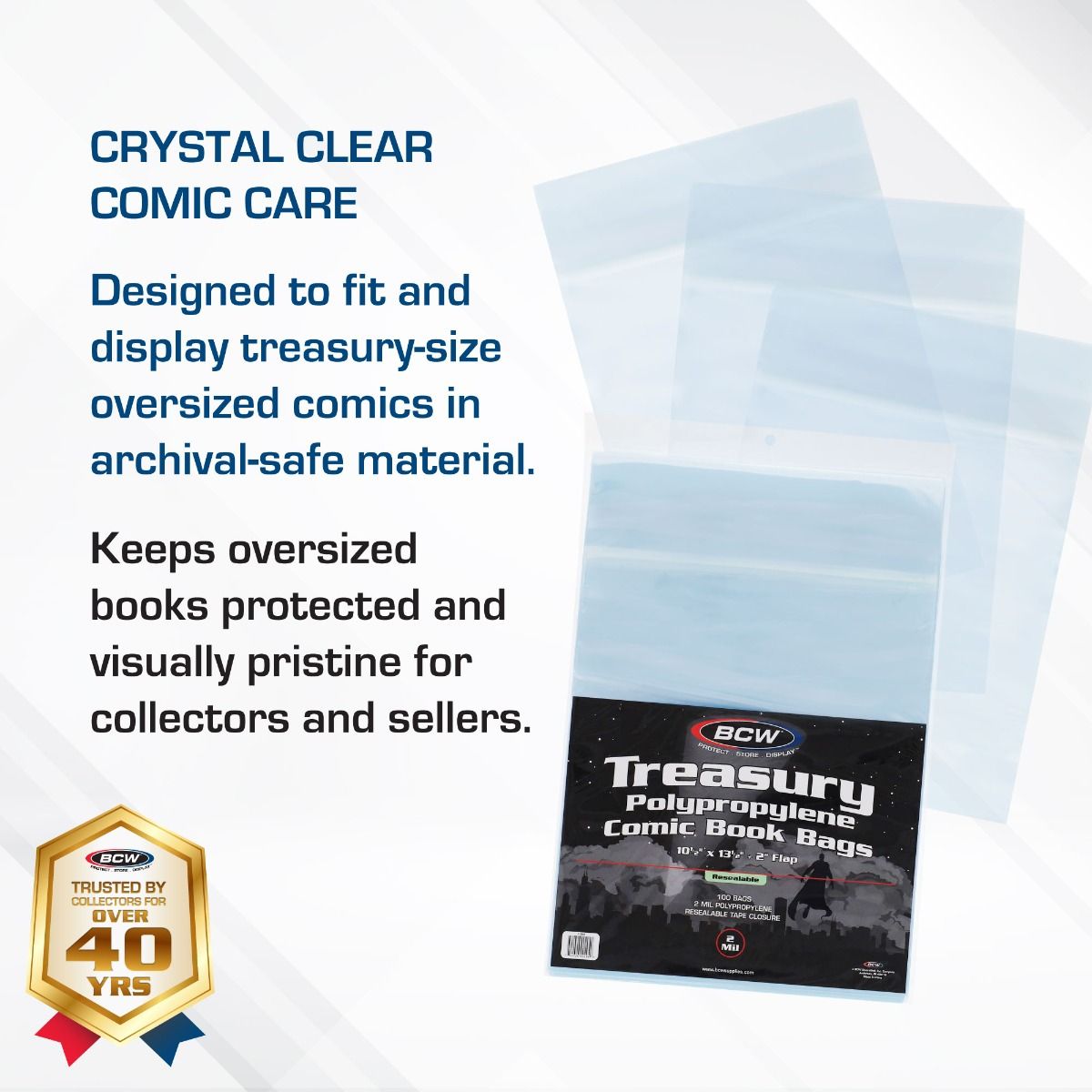 BCW Treasury Comic Book Magazine Reseable Bags - 100 Ct