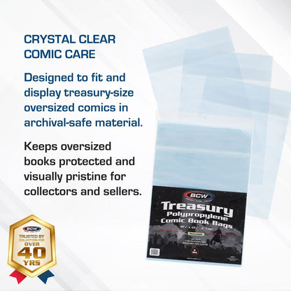 BCW Treasury Comic Book Magazine Reseable Bags - 100 Ct