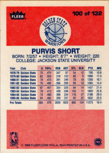 1986-87 Fleer Basketball #100 Purvis Short Base Rookie Card