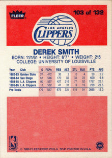 1986-87 Fleer Basketball #103 Derek Smith Base Rookie Card