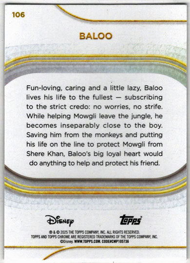 2025 Topps Chrome Disney Base Card 106 Baloo