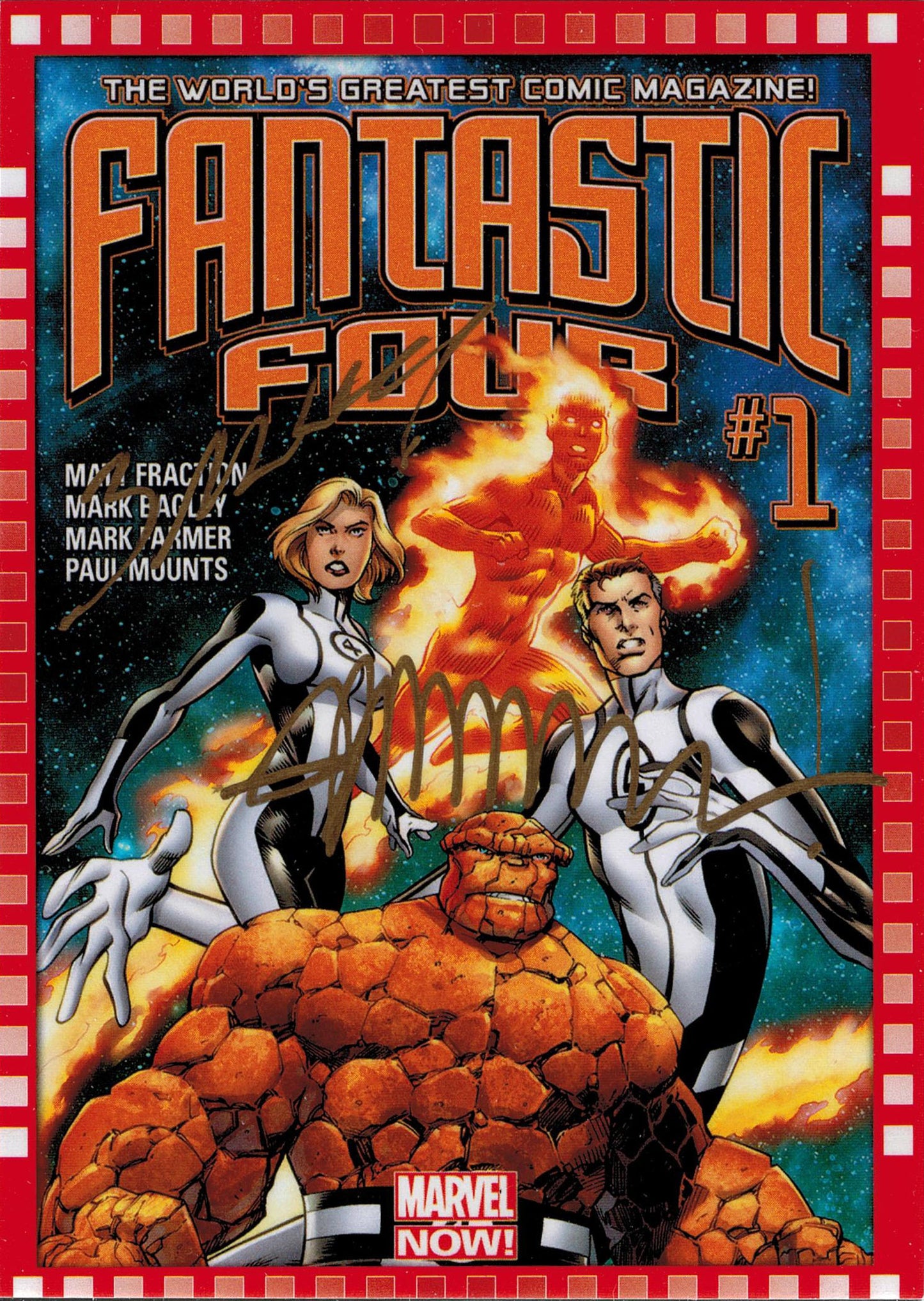 Marvel Now! 2014 Autograph Card 106 Cutting Edge Cover Matt Fraction and Mark Bagley
