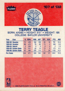 1986-87 Fleer Basketball #107 Terry Teagle Base Rookie Card