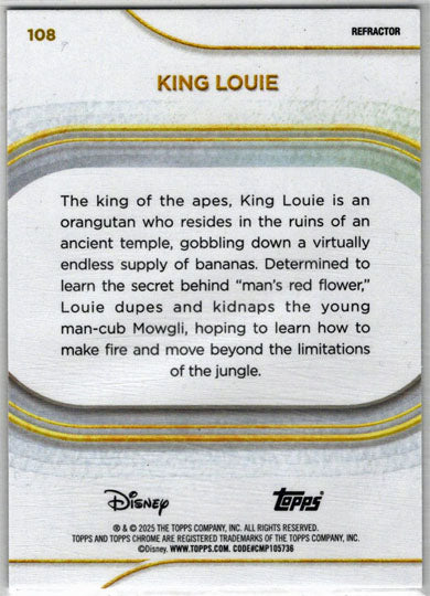 2025 Topps Chrome Disney Refractor Parallel Card 108 King Louie