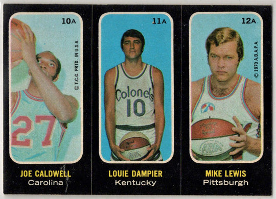 1971-72 Topps Trios Stickers Card 10A Caldwell 11A Dampier 12A Lewis