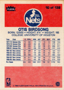 1986-87 Fleer Basketball #10 Otis Birdsong Base Rookie Card