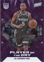 Panini Player of the Day 2022-23 Purple Foil Parallel Card 10 De'Aaron Fox 07/25
