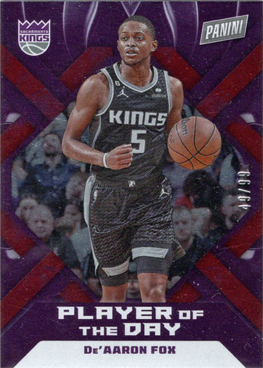 Panini Player of the Day 2022-23 Red Foil Parallel Card 10 De'Aaron Fox 49/99