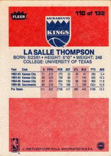 1986-87 Fleer Basketball #110 La Salle Thompson Base Rookie Card