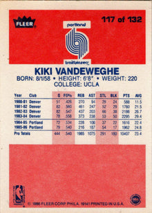 1986-87 Fleer Basketball #117 Kiki Vandeweghe Base Rookie Card