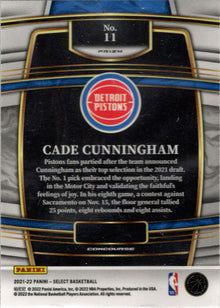 Panini Select Basketball 2021-22 Silver Prizm Parallel Base Card 11 Cade Cunningham