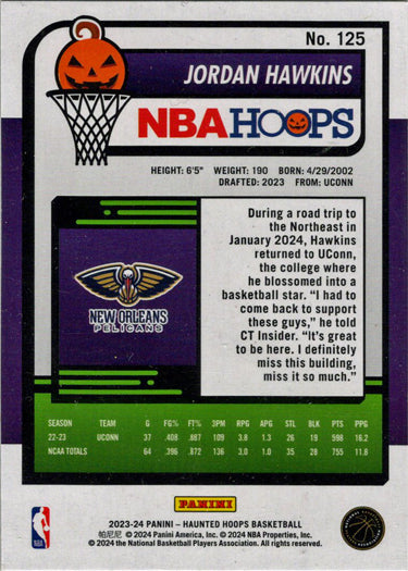 Panini Haunted Hoops Basketball 2023-24 Candy Corn Parallel Card 125 J. Hawkins