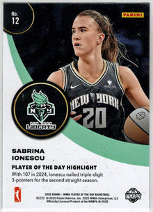 2025 Panini WNBA Player of the Day Base Card 12 Sabrina Ionescu