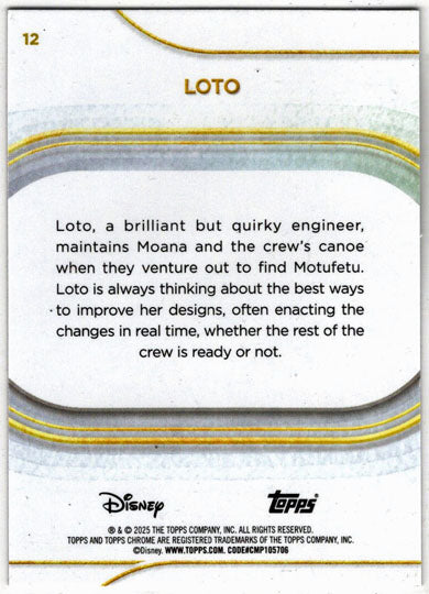 2025 Topps Chrome Disney Base Card 12 Loto