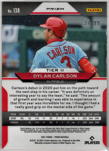 2021 Panini Prizm Baseball Red Wave Parallel Card 138 Dylan Carlson 37/99