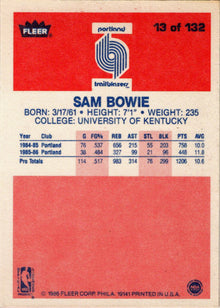 1986-87 Fleer Basketball #13 Sam Bowie Base Rookie Card
