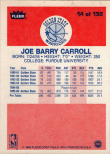 1986-87 Fleer Basketball #14 Joe Barry Carroll Base Rookie Card