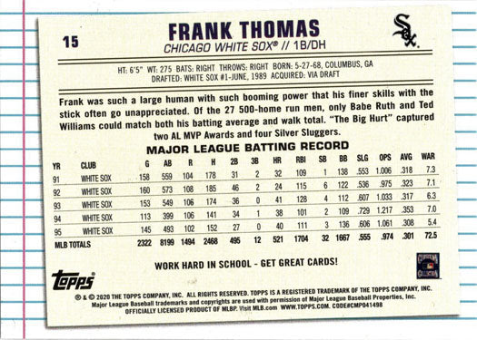 Topps Of The Class Baseball 2020 Base Card 15 Frank Thomas