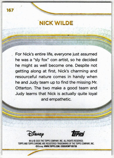 2025 Topps Chrome Disney Base Card 167 Nick Wilde