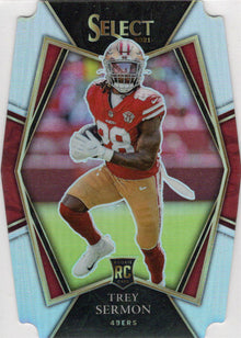 Panini Select Football 2021 Silver Prizm Die Cut Premier Parallel Card 168 Trey Sermon