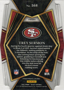 Panini Select Football 2021 Silver Prizm Die Cut Premier Parallel Card 168 Trey Sermon