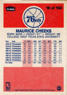 1986-87 Fleer Basketball #16 Maurice Cheeks Base Rookie Card