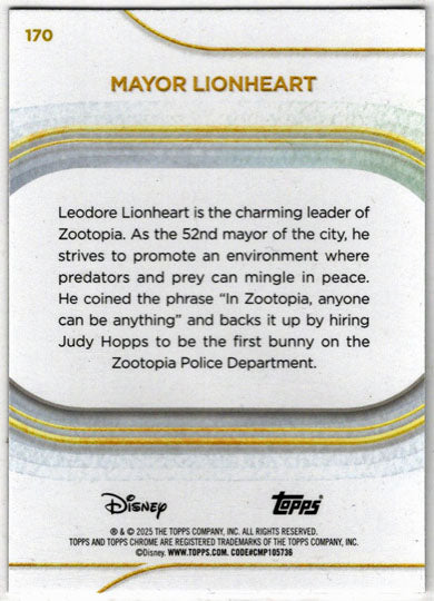 2025 Topps Chrome Disney Base Card 170 Mayor Lionheart