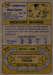 Topps Football 1974 Base Card 170 Mercury Morris