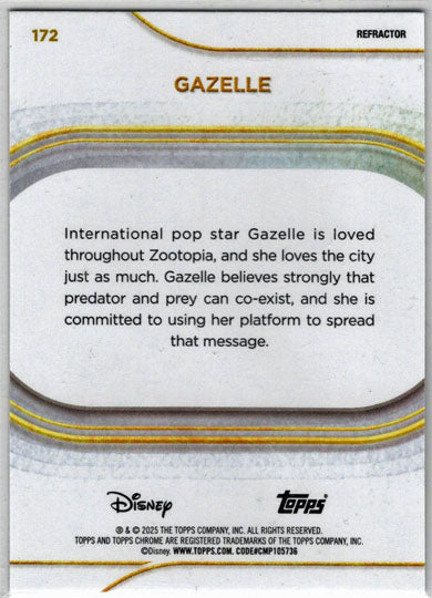 2025 Topps Chrome Disney Refractor Parallel Card 172 Gazelle