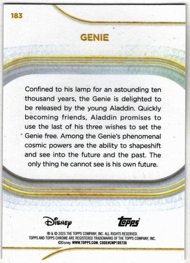 2025 Topps Chrome Disney Base Card 183 Genie