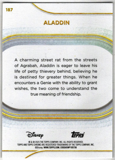 2025 Topps Chrome Disney Base Card 187 Aladdin