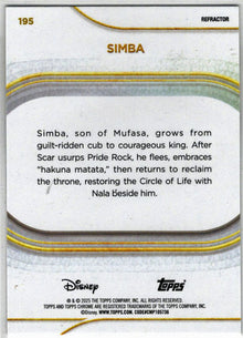2025 Topps Chrome Disney Refractor Parallel Card 195 Simba