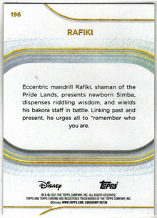 2025 Topps Chrome Disney Base Card 196 Rafiki