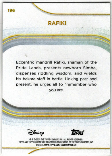 2025 Topps Chrome Disney Base Card 196 Rafiki