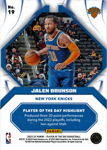 Panini Player of the Day 2022-23 Blue Foil Parallel Card 19 Jalen Brunson 19/50