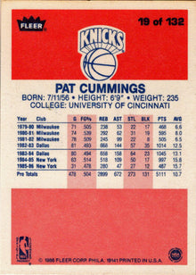 1986-87 Fleer Basketball #19 Pat Cummings Base Rookie Card