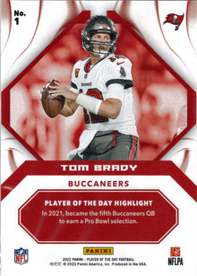 Panini Player Of The Day Football 2022 Red Foil Parallel Card 1 Tom Brady 76/99