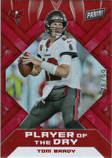Panini Player Of The Day Football 2022 Red Foil Parallel Card 1 Tom Brady 76/99