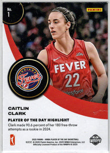 2025 Panini WNBA Player of the Day Orange Parallel Card 1 Caitlin Clark 080/199