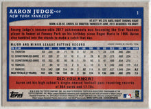 2018 Topps Big League Gold Border Parallel Card 1 Aaron Judge
