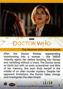 2022 Doctor Who Series 11 & 12 Teal Parallel Card 1 "The Woman Who Fell..." /99