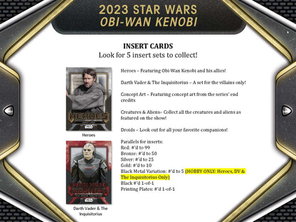 2023 Topps Star Wars Obi-Wan Kenobi Collectors Hobby Box with 2 Tins