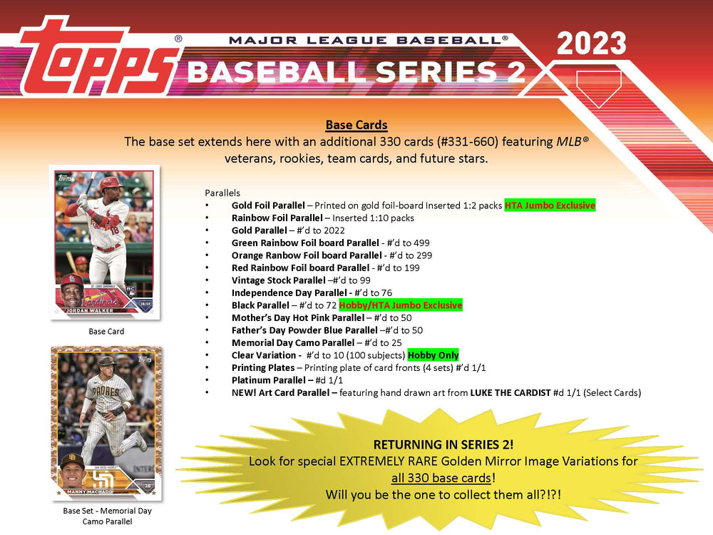 2023 Topps Baseball Series 2 Jumbo HTA Card Box