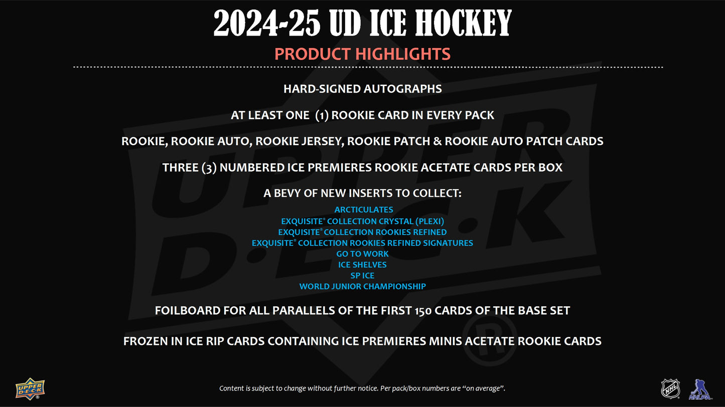 2024-25 Upper Deck NHL Ice Hockey Hobby Box