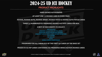 2024-25 Upper Deck NHL Ice Hockey Hobby Box