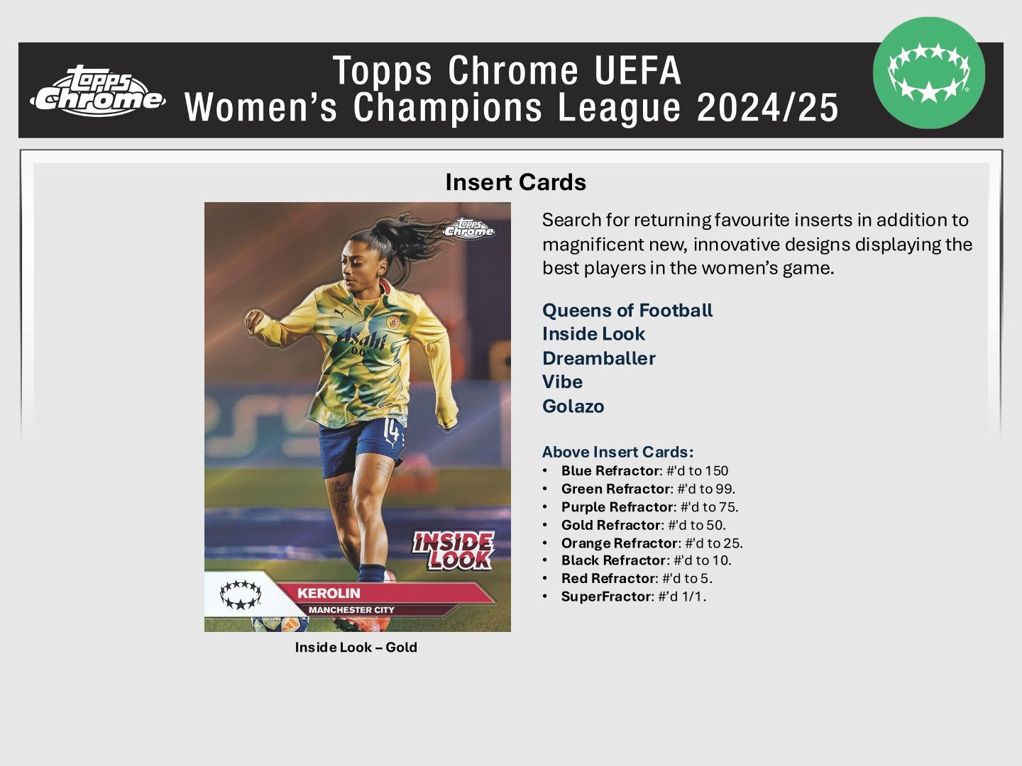 2024-25 Topps Chrome UEFA Women's Champions League Soccer Hobby Box