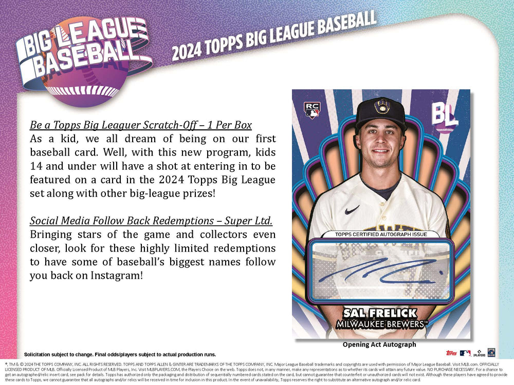 2024 Topps Big League Baseball Hobby Card Box