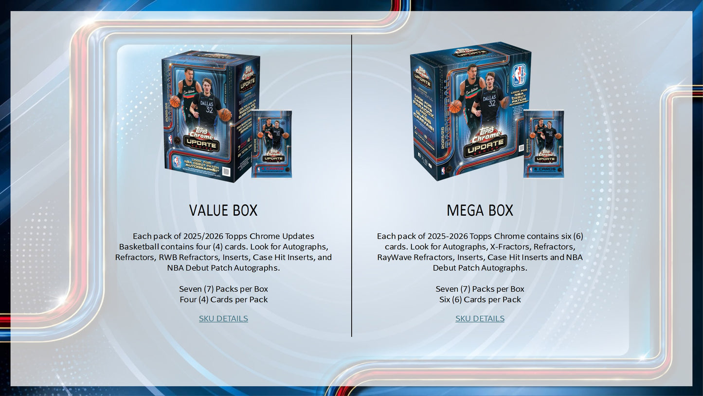 2025-26 Topps Chrome Update Series Basketball Hobby Box