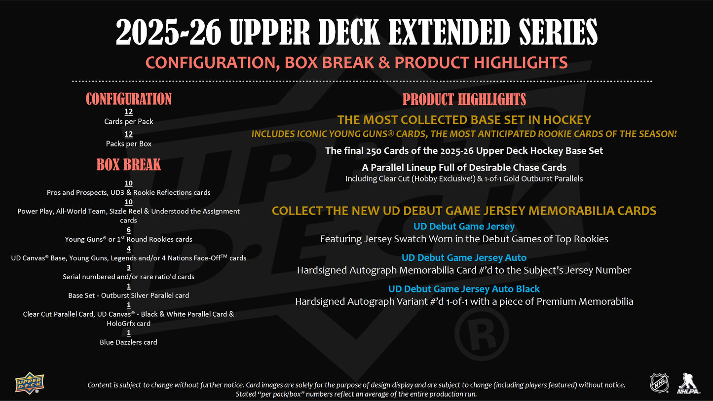 2025-26 Upper Deck Extended Series Hockey Hobby Box