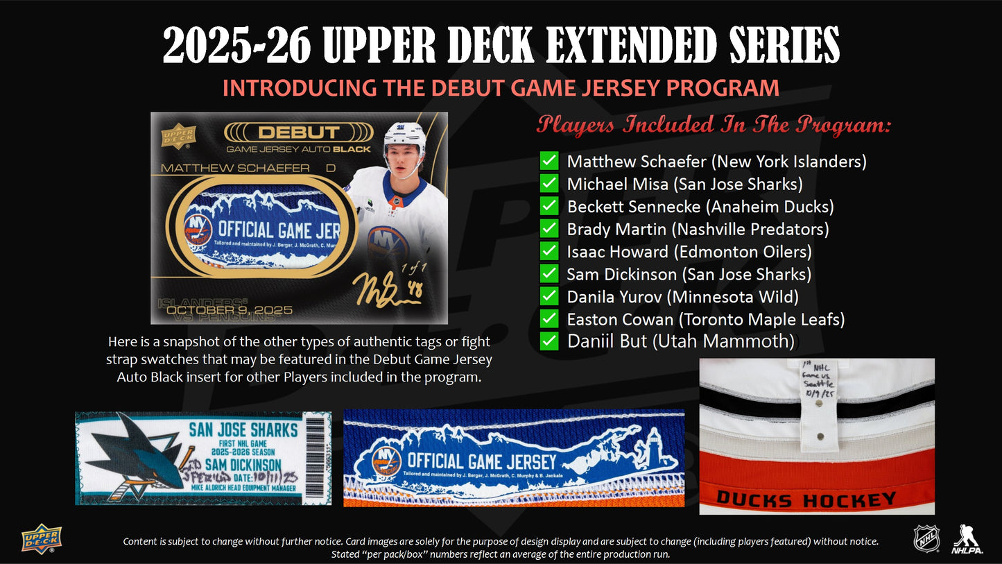 2025-26 Upper Deck Extended Series Hockey Hobby Box